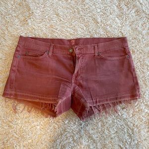 7 For All Mankind Red Denim Shorts